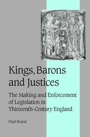 Front cover of Kings, barons and justices by Paul A. Brand