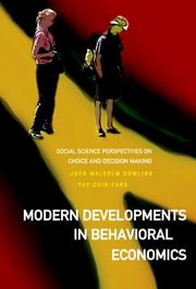 Cover of Modern developments in behavioral economics by J. Malcolm Dowling