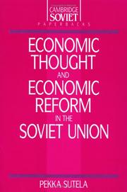 Front cover of Economic thought and economic reform in the Soviet Union by Pekka Sutela