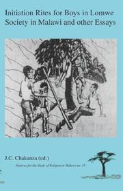 Cover of Initiation rites for boys in Lomwe society in Malawi and other essays by J. C. Chakanza