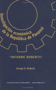 Front cover of Investigacion economica de la Republica de Panama by George E. Roberts