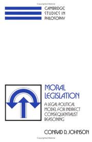 Cover of Moral legislation by Conrad D. Johnson