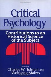 Front cover of Critical psychology by Charles W. Tolman
