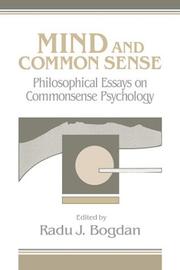 Front cover of Mind and common sense by Radu J. Bogdan