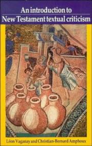 Front cover of An introduction to New Testament textual criticism by Léon Vaganay