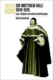 Front cover of Sir Matthew Hale, 16091676 by Alan Cromartie