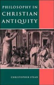 Front cover of Philosophy in Christian antiquity by Christopher Stead