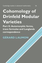 Front cover of Cohomology of Drinfeld modular varieties by Gérard Laumon