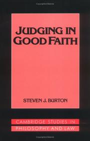 Cover of Judging in Good Faith (Cambridge Studies in Philosophy and Law) by Steven J. Burton