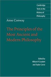 Front cover of Principles of the most ancient and modern philosophy by Anne Conway