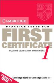 Front cover of Cambridge Practice Tests for First Certificate 1 Cassette set by Paul Carne