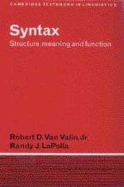 Cover of Syntax by Robert D. Van Valin