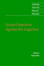 Cover of Sextus Empiricus by Richard Bett