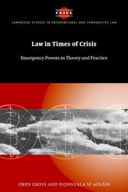 Front cover of Law in times of crisis by Oren Gross