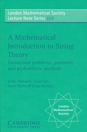 Cover of A mathematical introduction to string theory by Sergio Albeverio