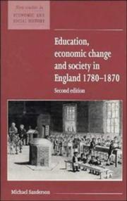 Front cover of Education, economic change, and society in England, 1780-1870 by Sanderson, Michael.