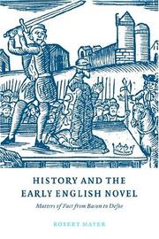 Front cover of History and the early English novel by Mayer, Robert