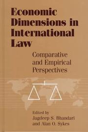 Front cover of Economic Dimensions in International Law by Unknown