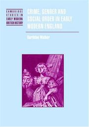Front cover of Crime, Gender and Social Order in Early Modern England by Garthine Walker