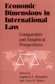 Front cover of Economic Dimensions in International Law by Unknown