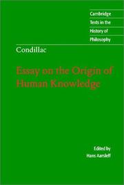 Cover of Essay on the origin of human knowledge by Etienne Bonnot de Condillac