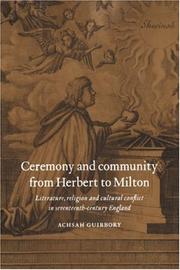 Cover of Ceremony and community from Herbert to Milton by Achsah Guibbory