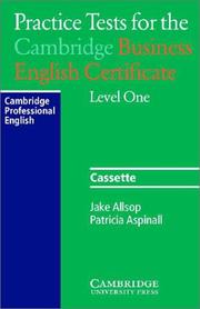 Cover of Practice Tests for the Cambridge Business English Certificate Level 1 by Patricia Aspinall