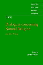 Front cover of Hume: Dialogues Concerning Natural Religion by Dorothy Coleman