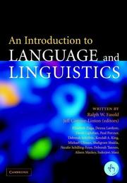 Front cover of An Introduction to language and linguistics by Ralph W. Fasold
