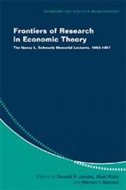 Front cover of Frontiers of research in economic theory by Nancy Lou Schwartz