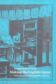 Front cover of Making the English canon by Jonathan Brody Kramnick
