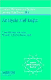 Cover of Analysis and logic by C. Ward Henson