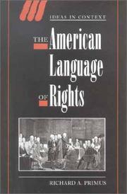 Front cover of The American language of rights by Richard A. Primus
