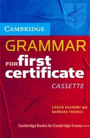 Front cover of Cambridge Grammar for First Certificate Cassette by Louise Hashemi