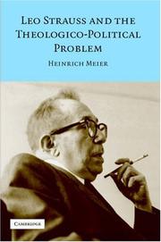 Cover of Leo Strauss and the Theologico-Political Problem (Modern European Philosophy) by Heinrich Meier
