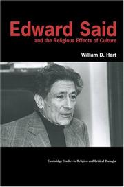 Front cover of Edward Said and the Religious Effects of Culture by William D. Hart