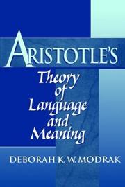 Front cover of Aristotle's Theory of Language and Meaning by Deborah K. W. Modrak