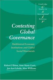 Cover of Contesting global governance by Robert O'Brien