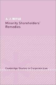 Front cover of Minority shareholder's remedies by A. J. Boyle
