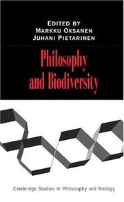 Cover of PHILOSOPHY AND BIODIVERSITY; ED. BY MARKKU OKSANEN by Juhani Pietarinen