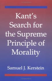Cover of Kant's Search for the Supreme Principle of Morality by Samuel J. Kerstein