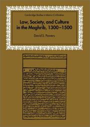 Front cover of Law, Society and Culture in the Maghrib, 13001500 (Cambridge Studies in Islamic Civilization) by David S. Powers