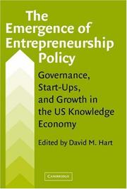 Cover of The Emergence of Entrepreneurship Policy by Hart, David M.