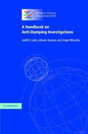 Front cover of A handbook on anti-dumping investigations by Judith Czako
