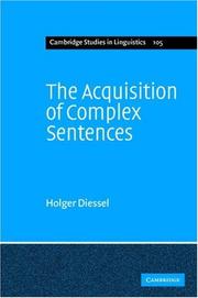 Front cover of The acquisition of complex sentences by Holger Diessel