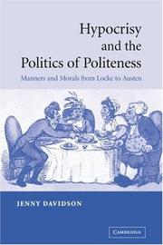 Front cover of Hypocrisy and the politics of politeness by Jenny Davidson