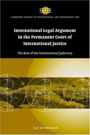 Front cover of International Legal Argument in the Permanent Court of International Justice by Ole Spiermann