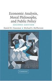Front cover of Economic analysis, moral philosophy, and public policy by Daniel M. Hausman