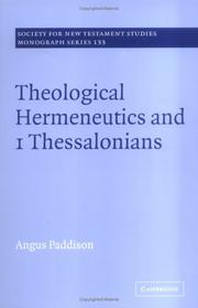 Front cover of Theological Hermeneutics and 1 Thessalonians by Angus Paddison
