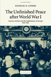 Front cover of The Unfinished Peace after World War I by Patrick O. Cohrs